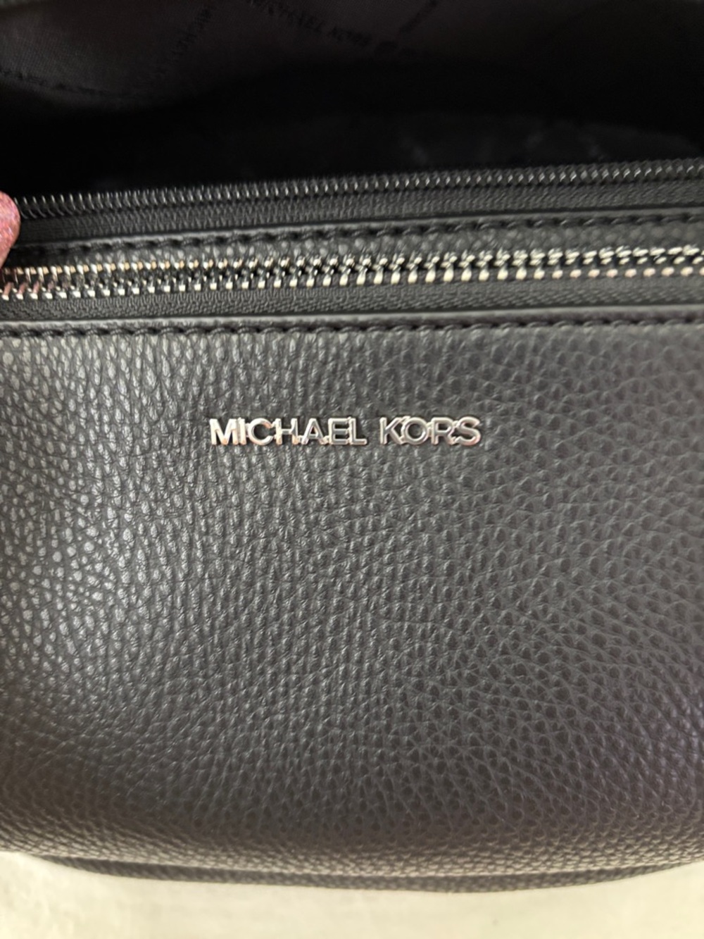 Michael Kors Black Pebbled Leather Logo Strap Crossbody Bag - Picture 14 of 16